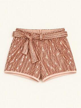 Rose Gold Sequin Tailored Party Shorts Plus Size 20